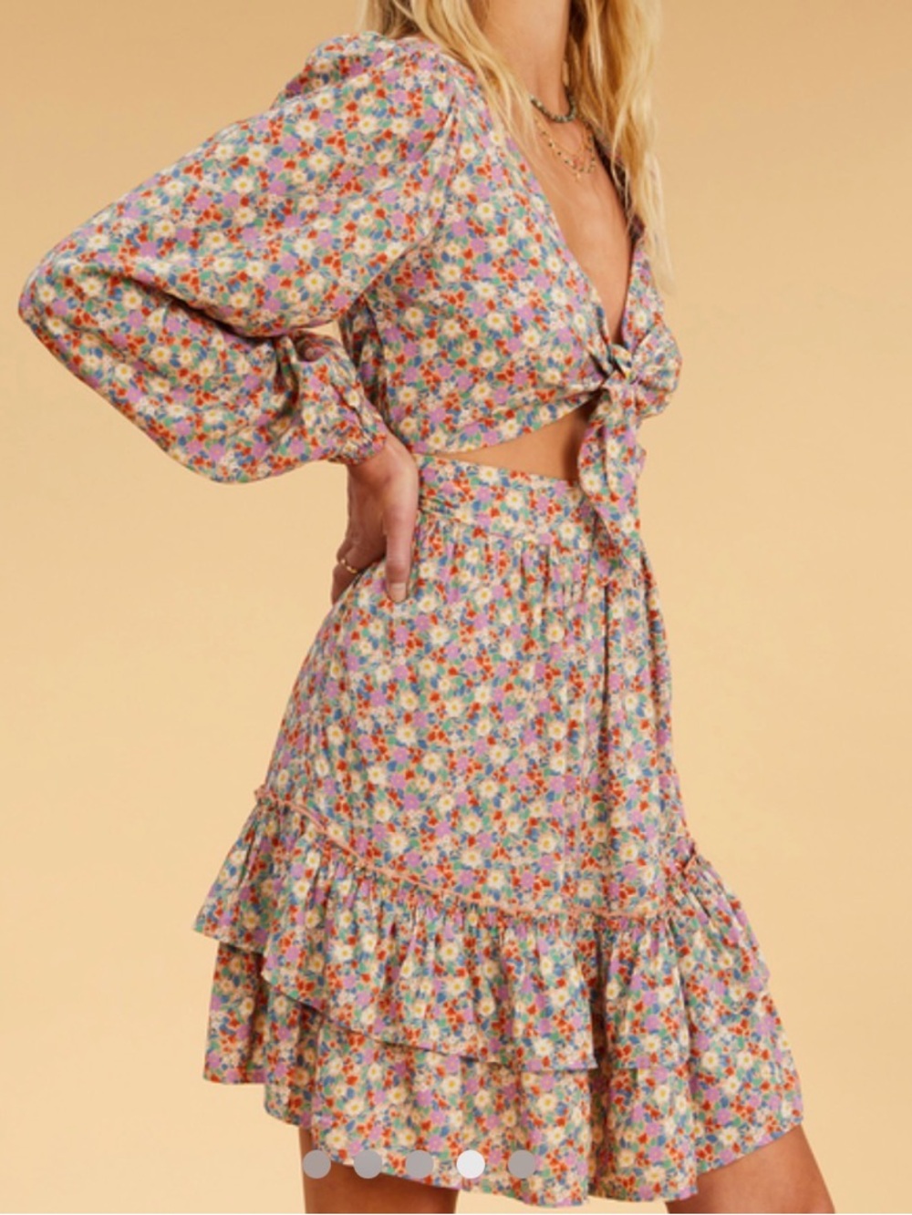 Billabong x The Salty Blonde Tie-Front Mini Dress